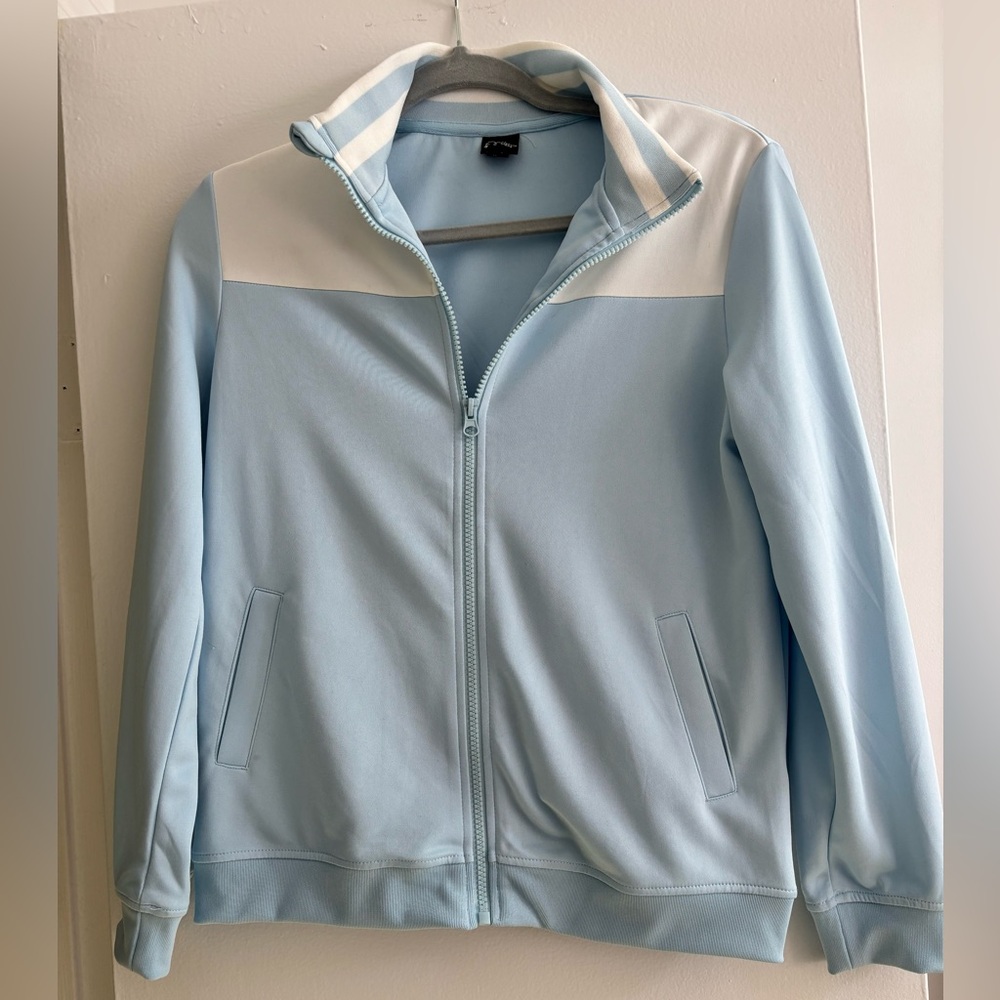 L Art Class track jacket, light blue/white